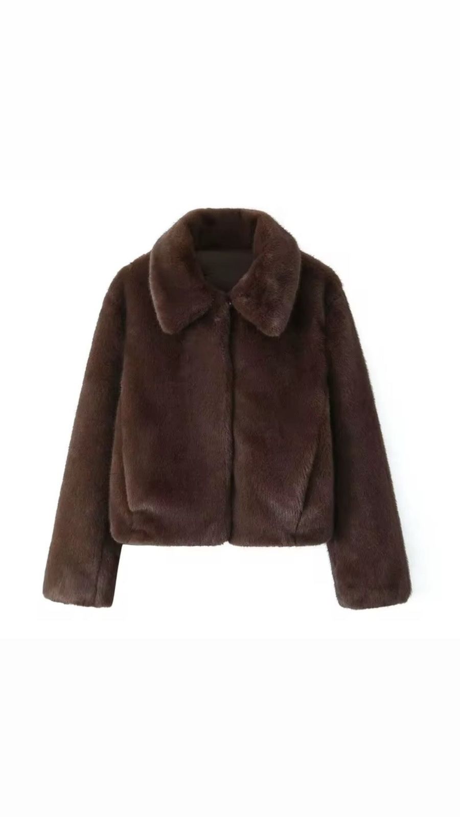 ELEGANT BROWN FAUX  FUR JACKET