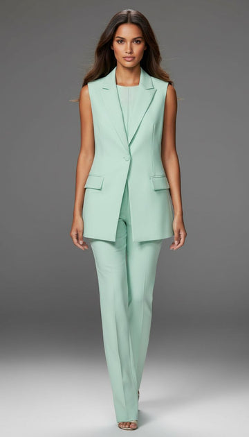 Mint Green Tailored Sleeveless Set