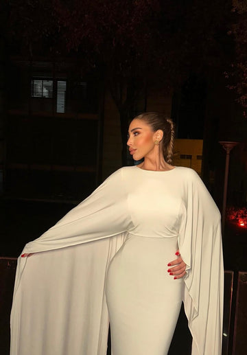 Royal White Cap Dress