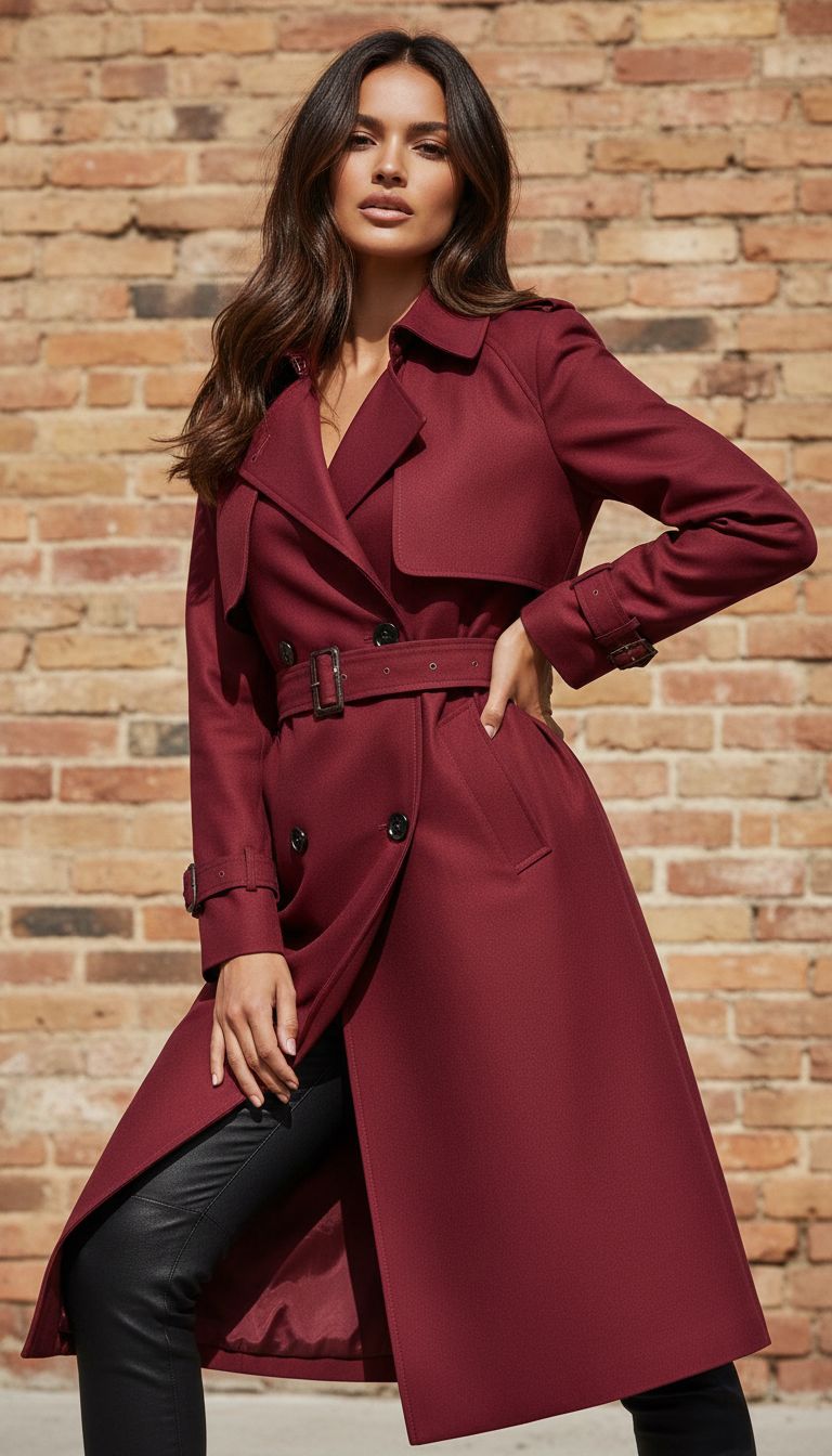 CHIC RED TRENCH COAT