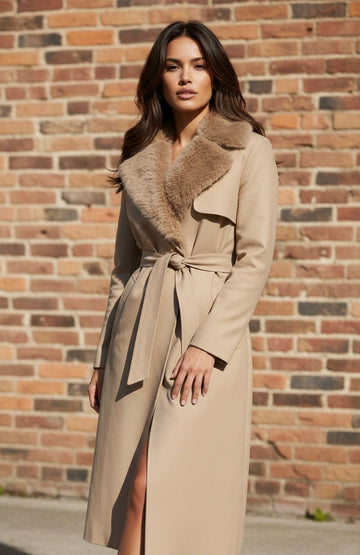 FAUX FUR TRIM COAT