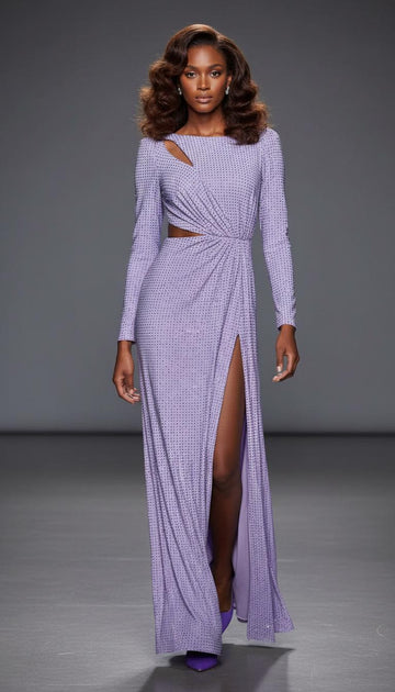 Purple Strass Slit Gown